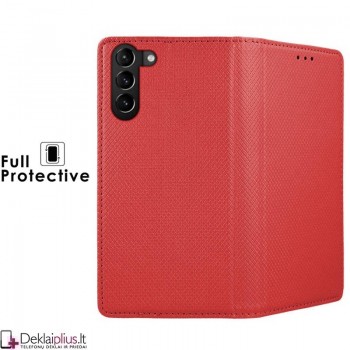 Telone smart magnet atverčiamas dėklas - raudonas (Samsung S21)